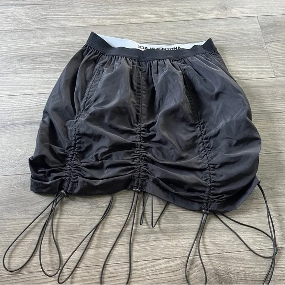 Another Place Womens Black Bungee Cord Mini Skirt Pull On Size Small Street Wear